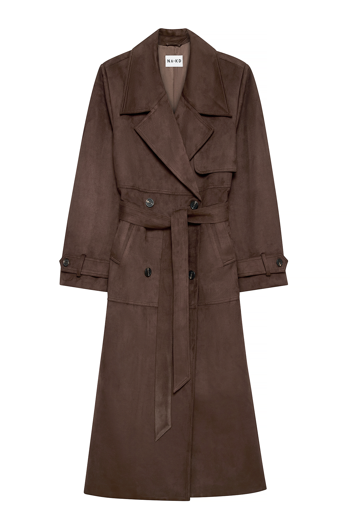 Brown Faux Suede Trenchcoat