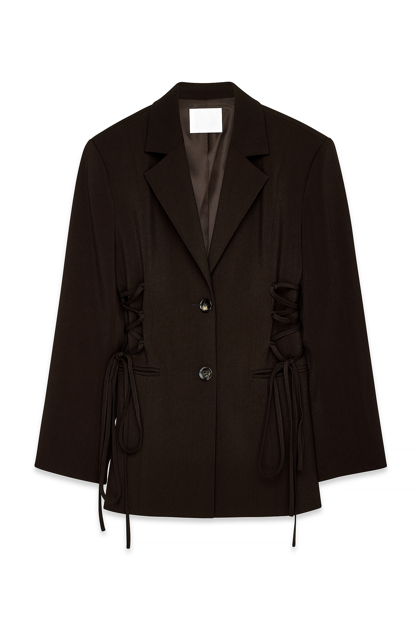 Brown Fitted Lacing Blazer