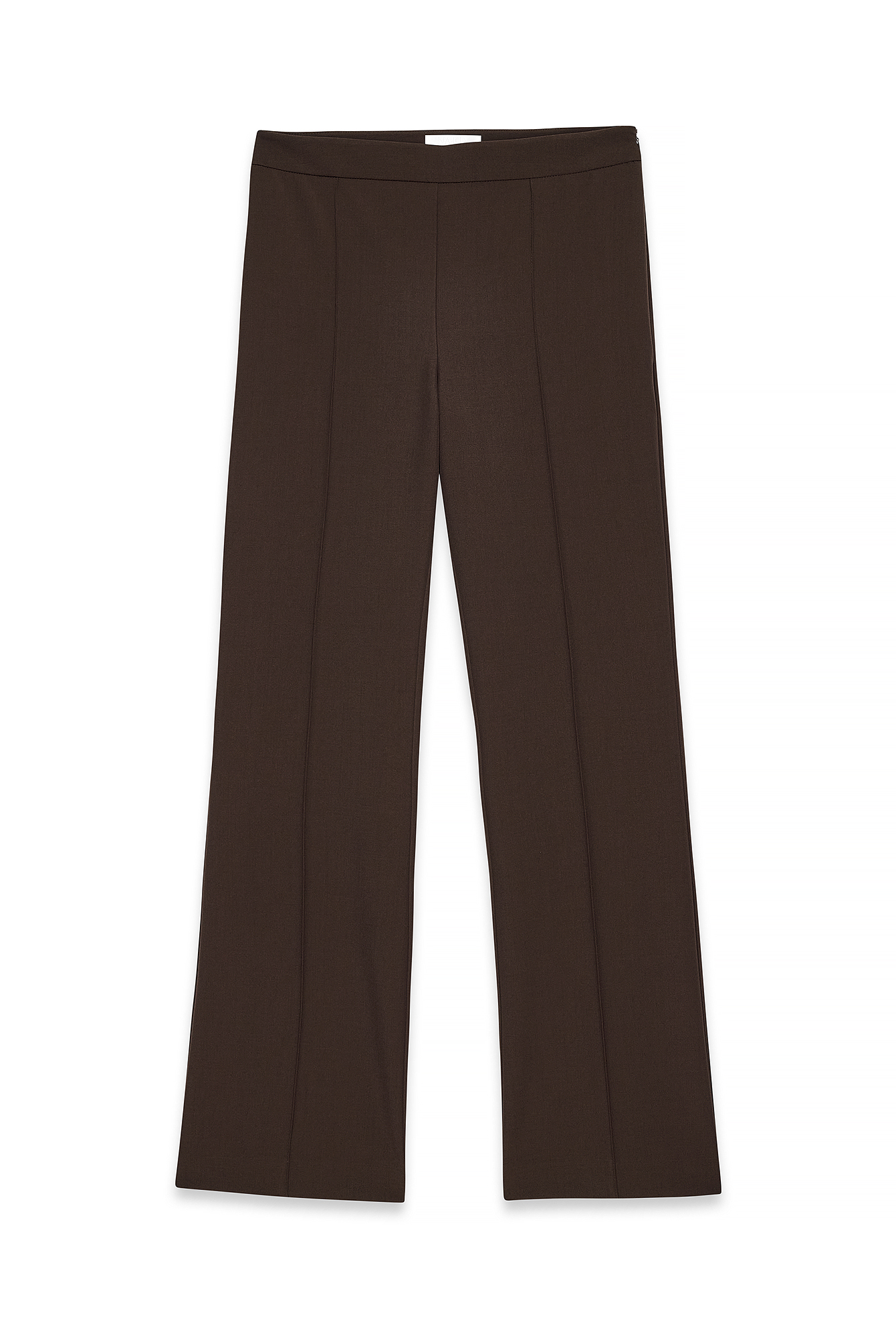 Brown Flared Mid Waist Suit Pants
