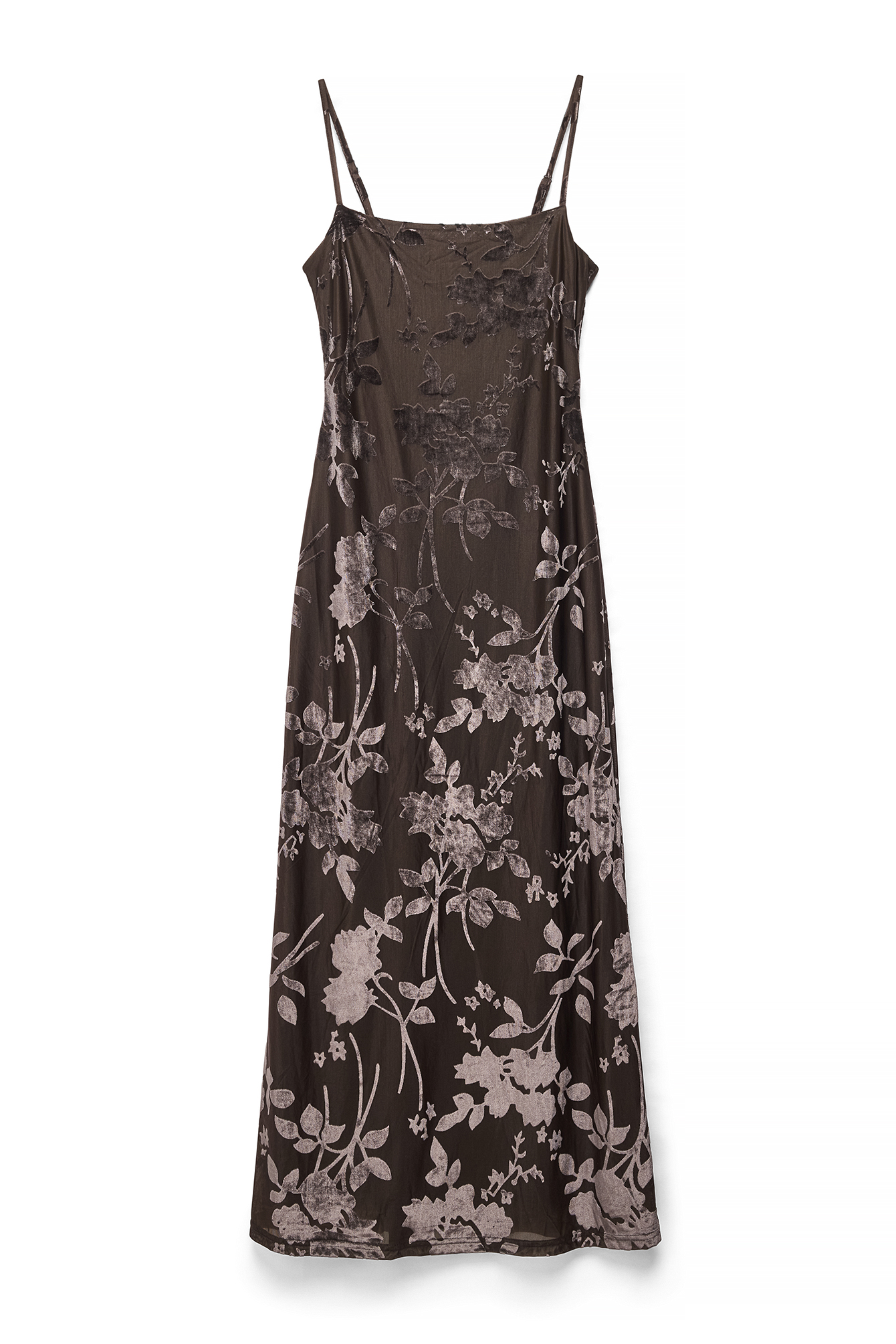 Chocolate Brown Floral Print Maxi Dress