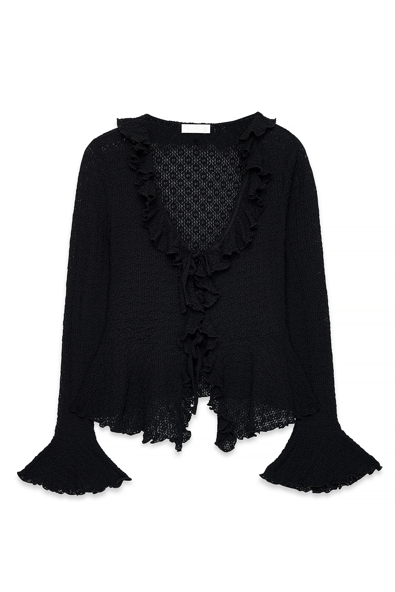 Black Flounce Sleeve Top