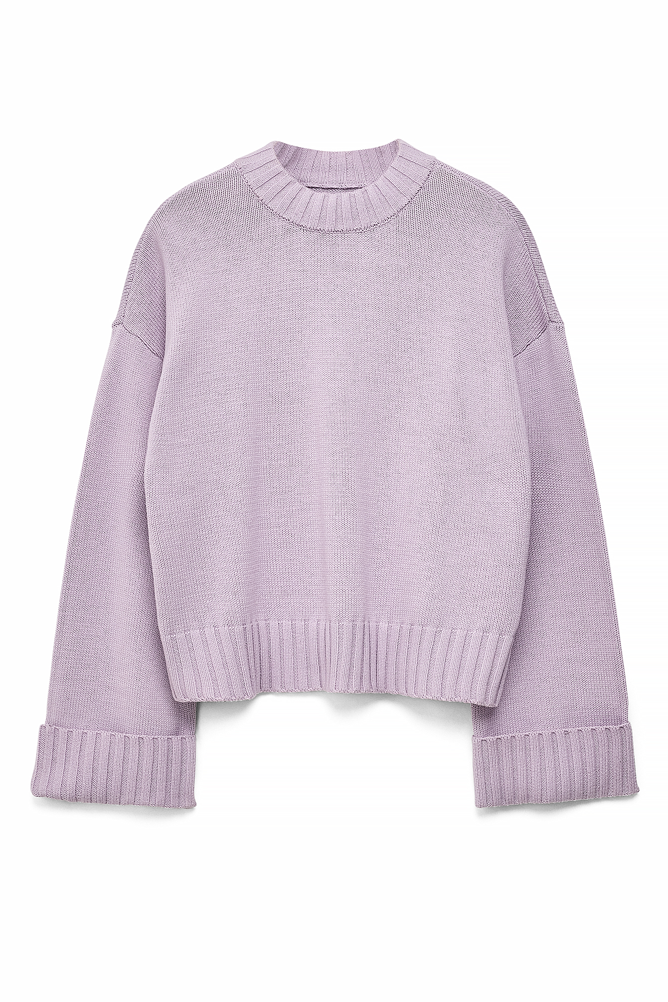 Lilac Folded Sleeve Knitted Sweater