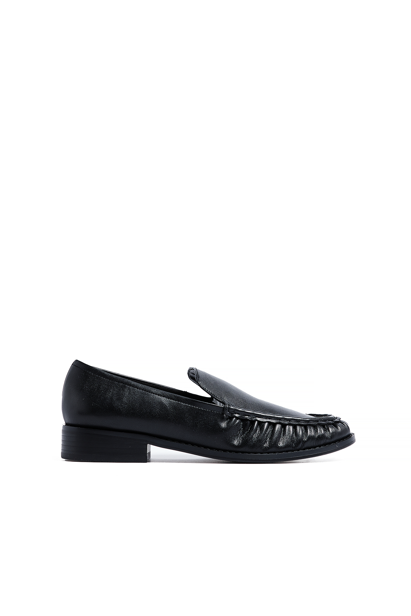 Black Gathered Detail Loafers