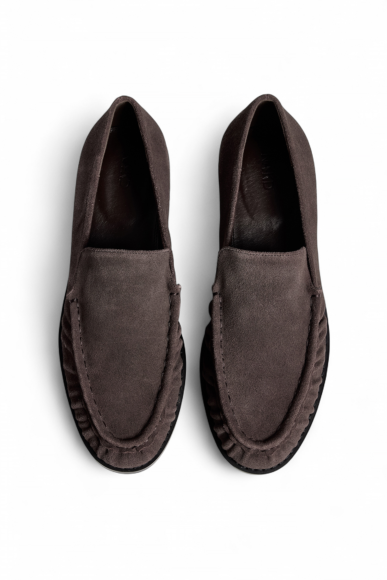 Brown Gathered Detail Suede Loafers