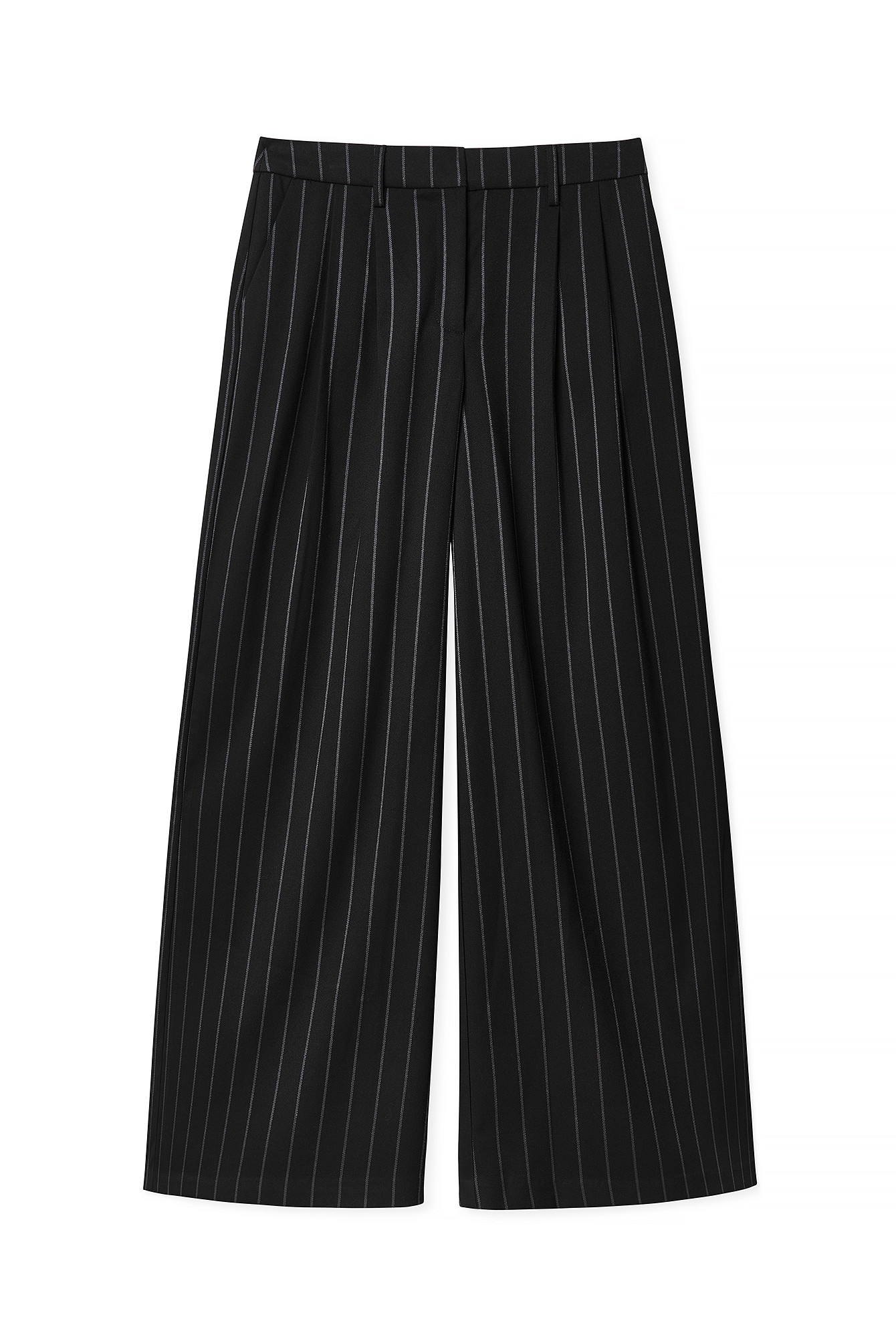 Black/White Stripe Wide Leg High Waist Loose Pants