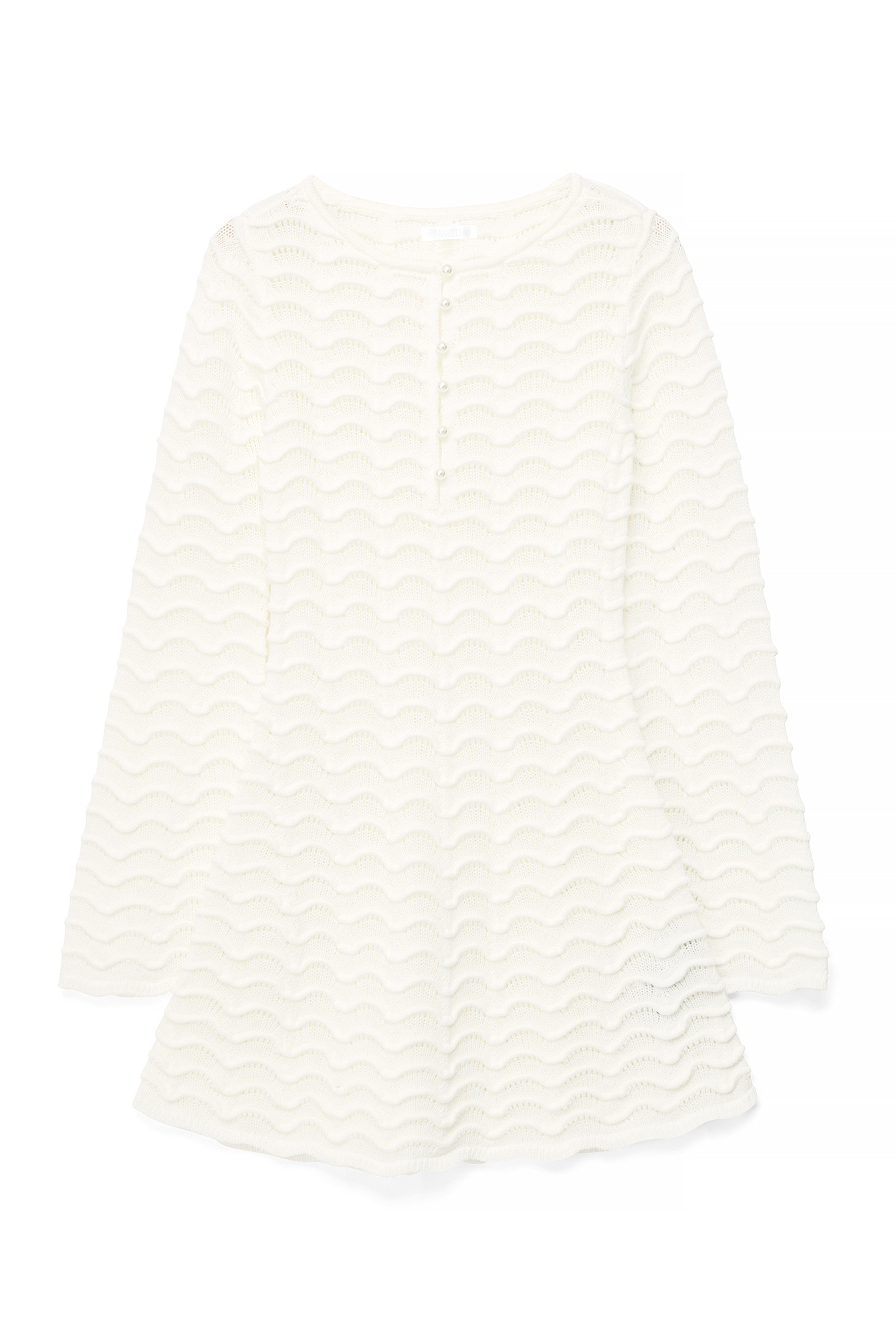Offwhite Knitted Long Sleeve Mini Dress