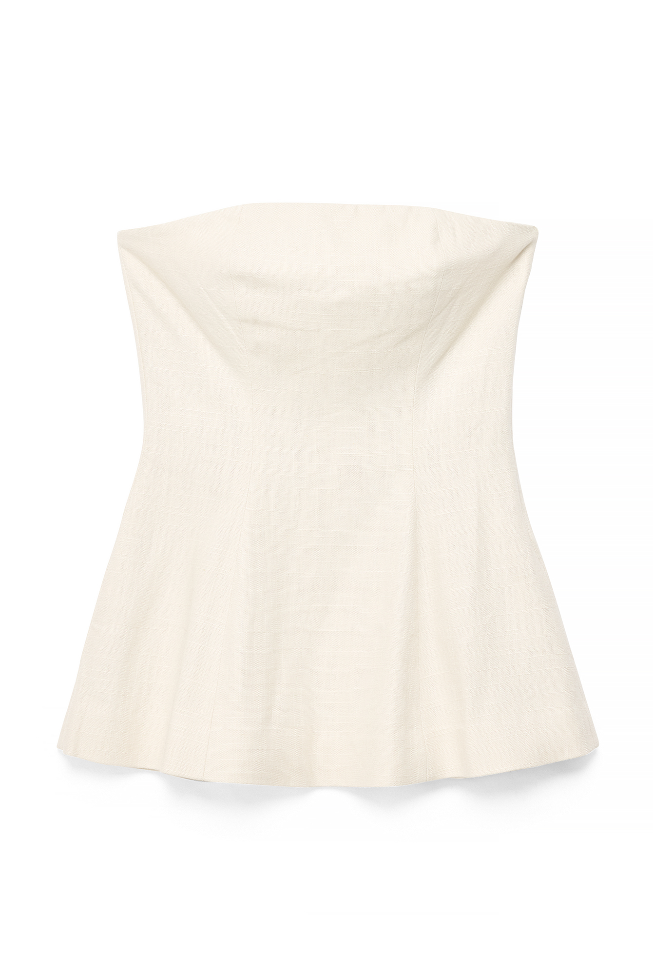 Beige Linen Blend Bandeau Top