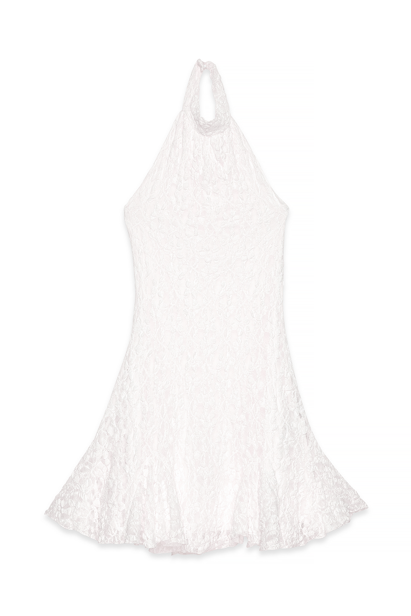 White Mini Halterneck Lace Dress