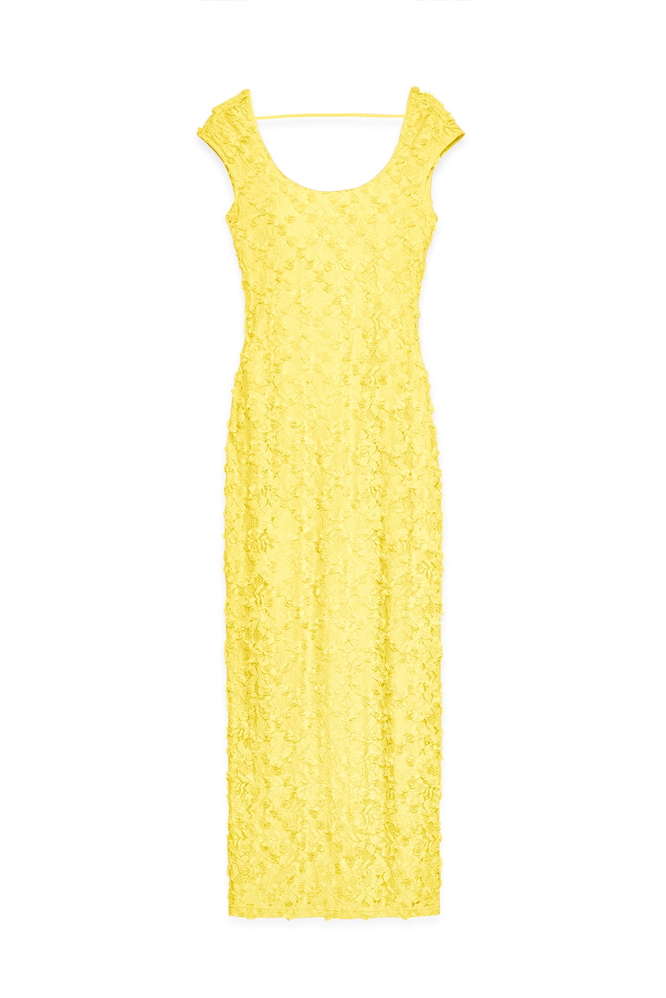 Yellow Open Back Lace Maxi Dress