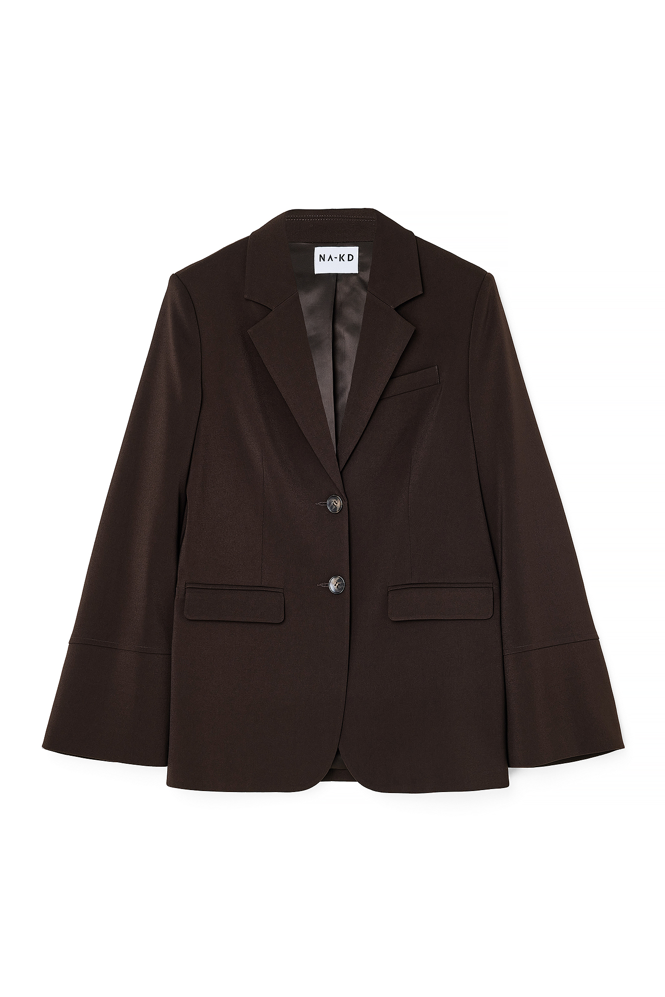Brown Oversized Blazer With Wide Sleeves