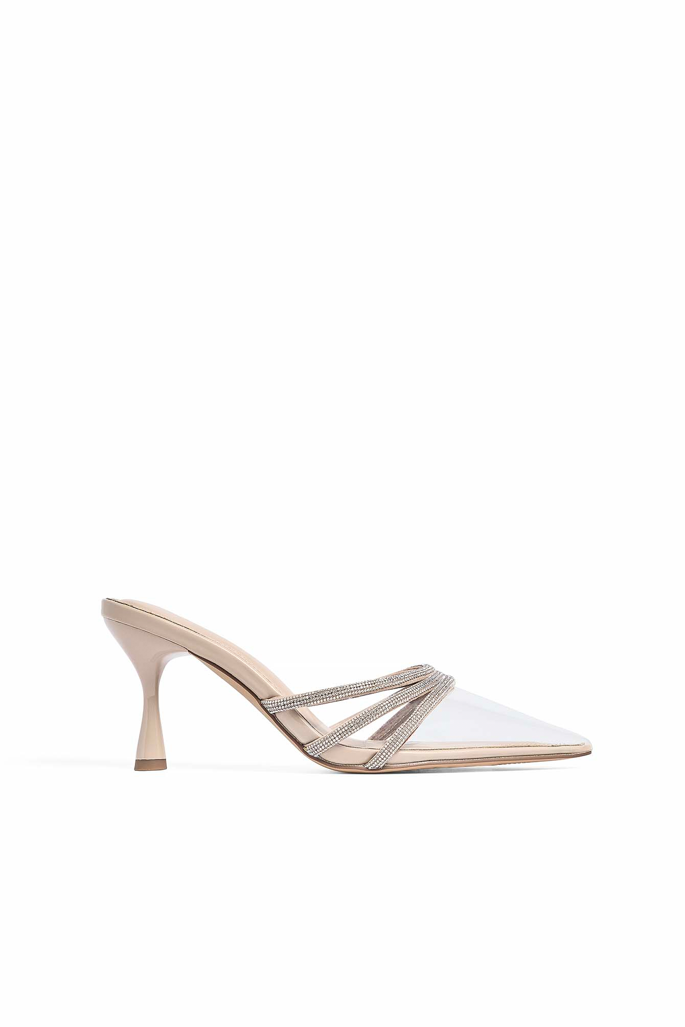 Transparent Rhinestone Strap Heels