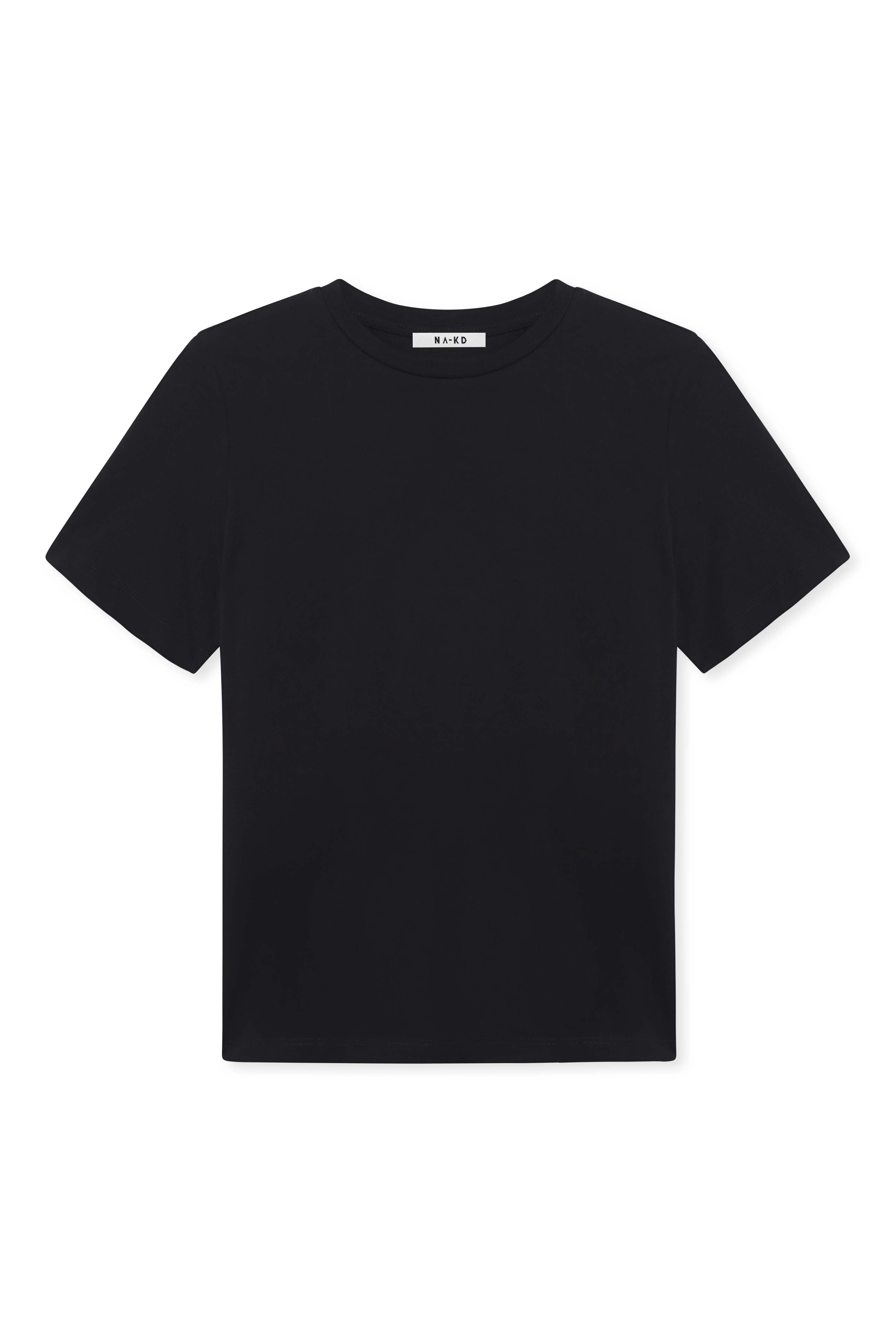 Black Round Neck Cotton T-Shirt