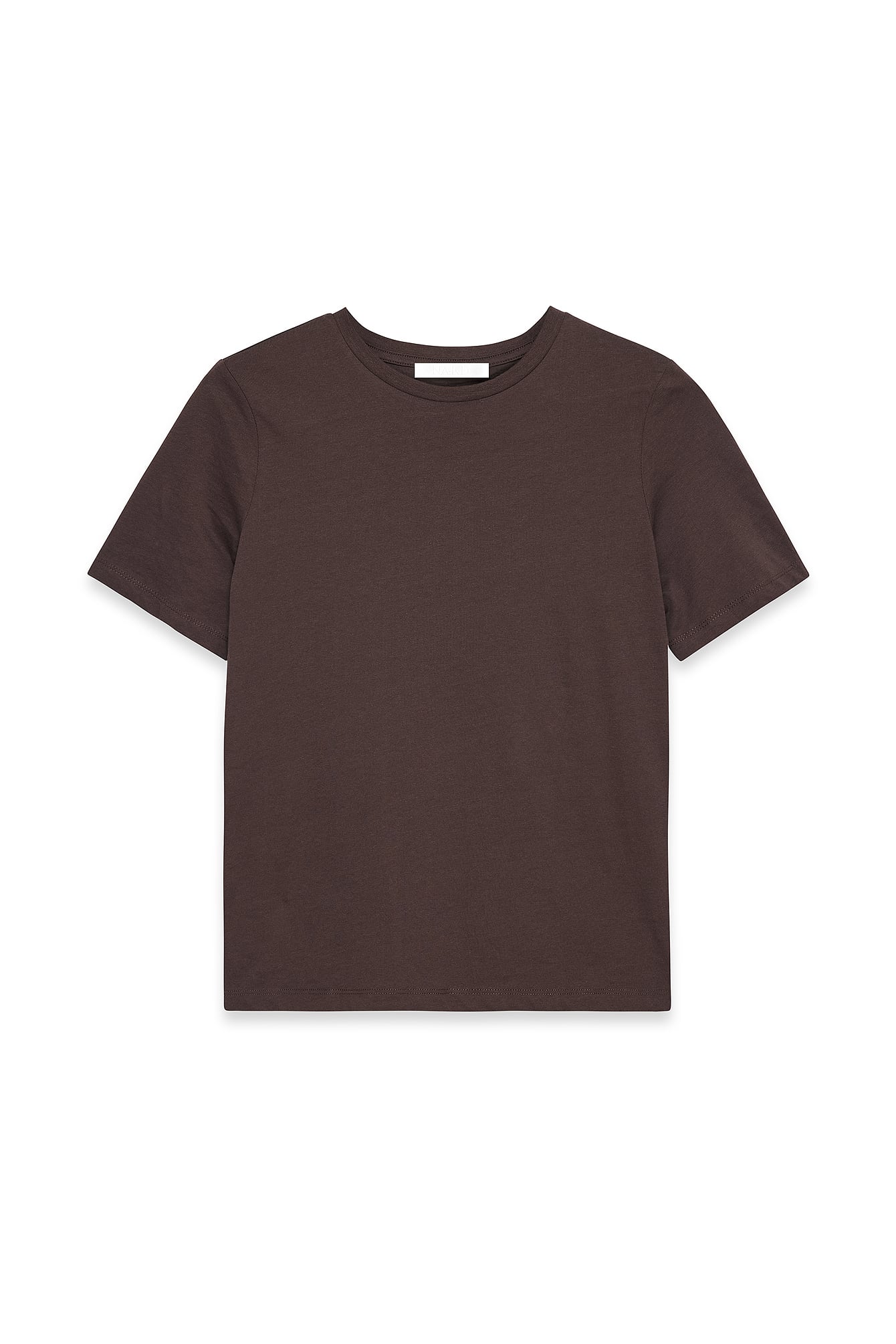 Dark Brown Round Neck Cotton T-Shirt