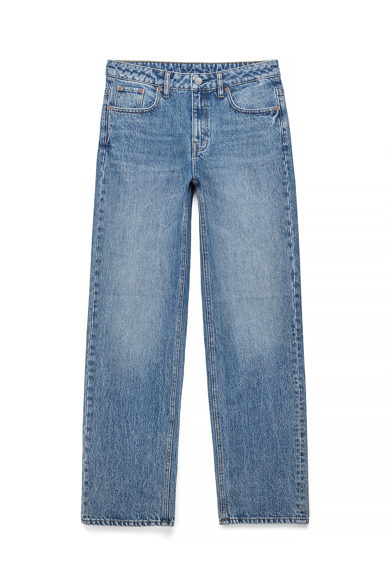 Light Blue Route Mid Waist Straight Jeans