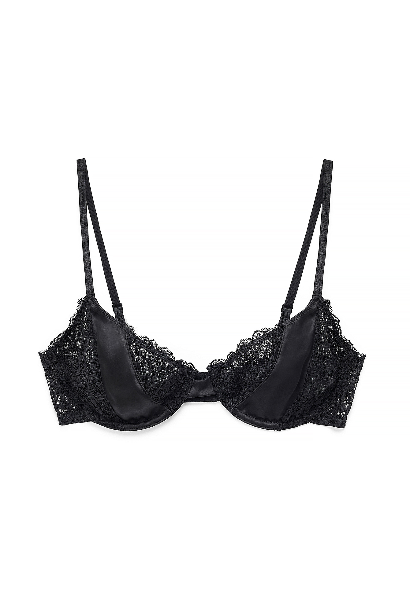 Black Satin Detail Wire Bra