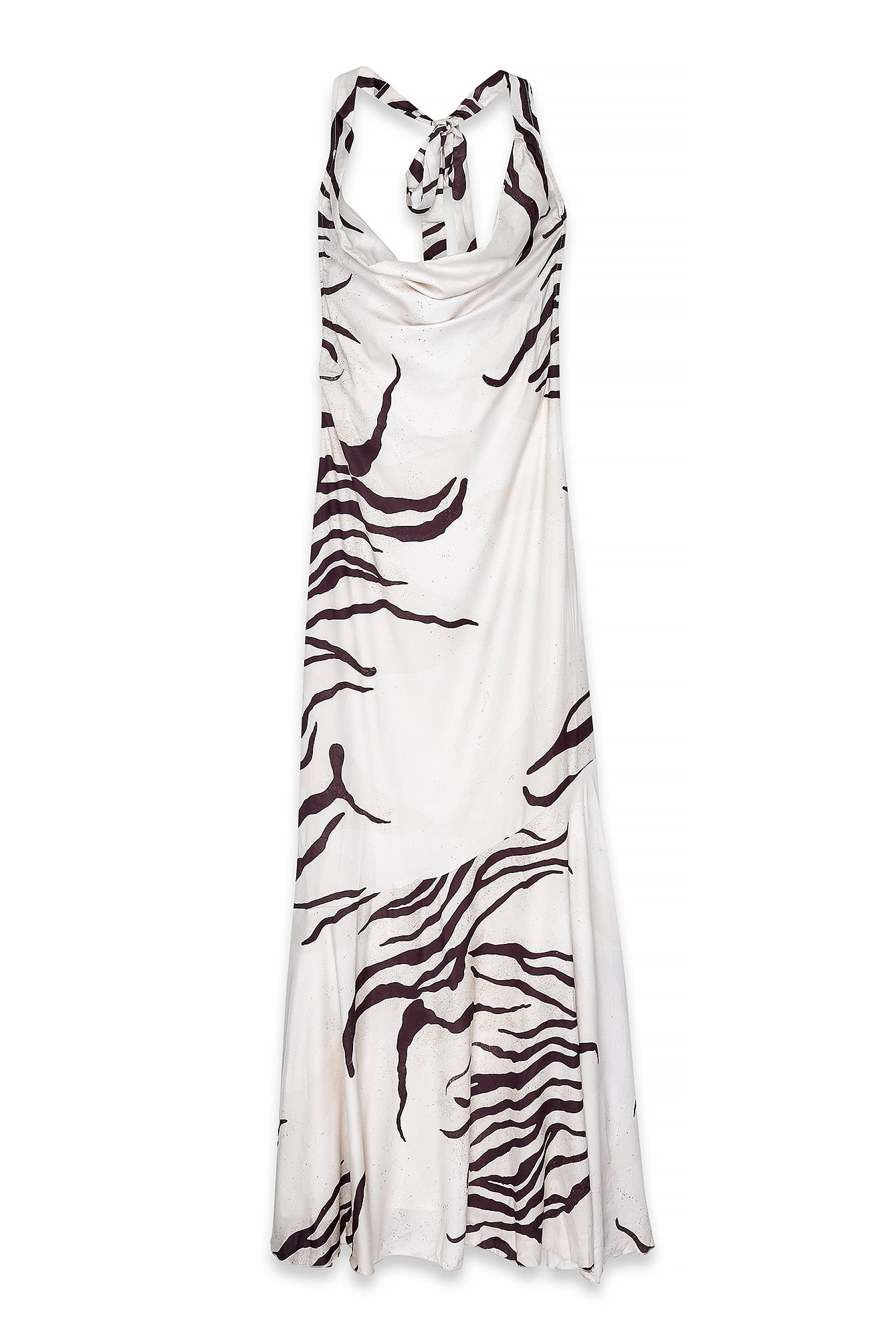 Animal Print Satin Halterneck Maxi Dress