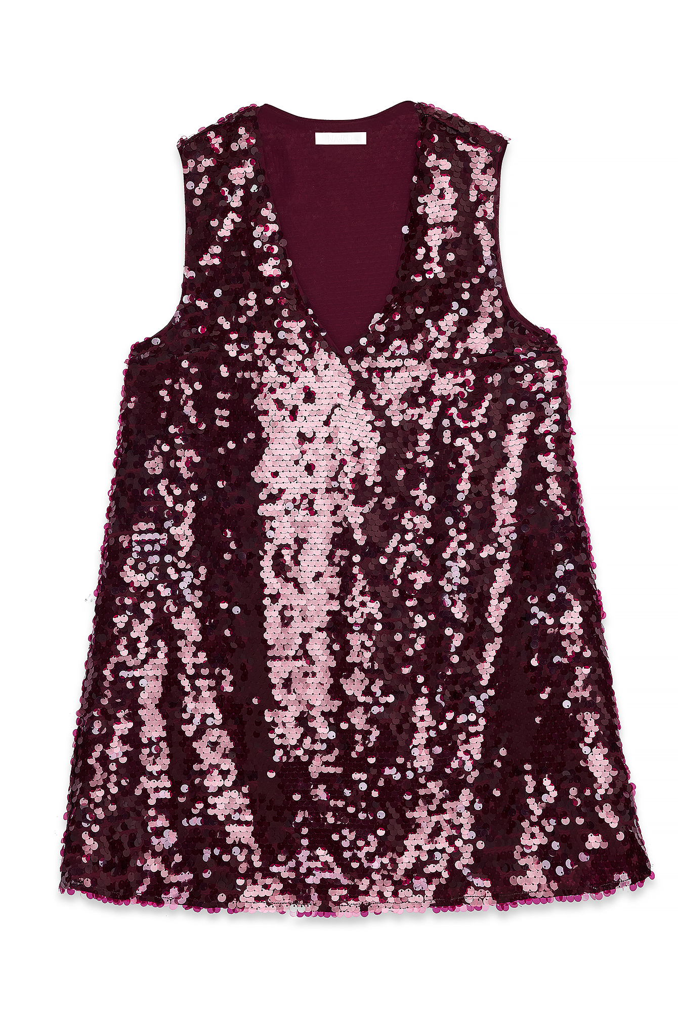 Burgundy Sequin A Line Mini Dress