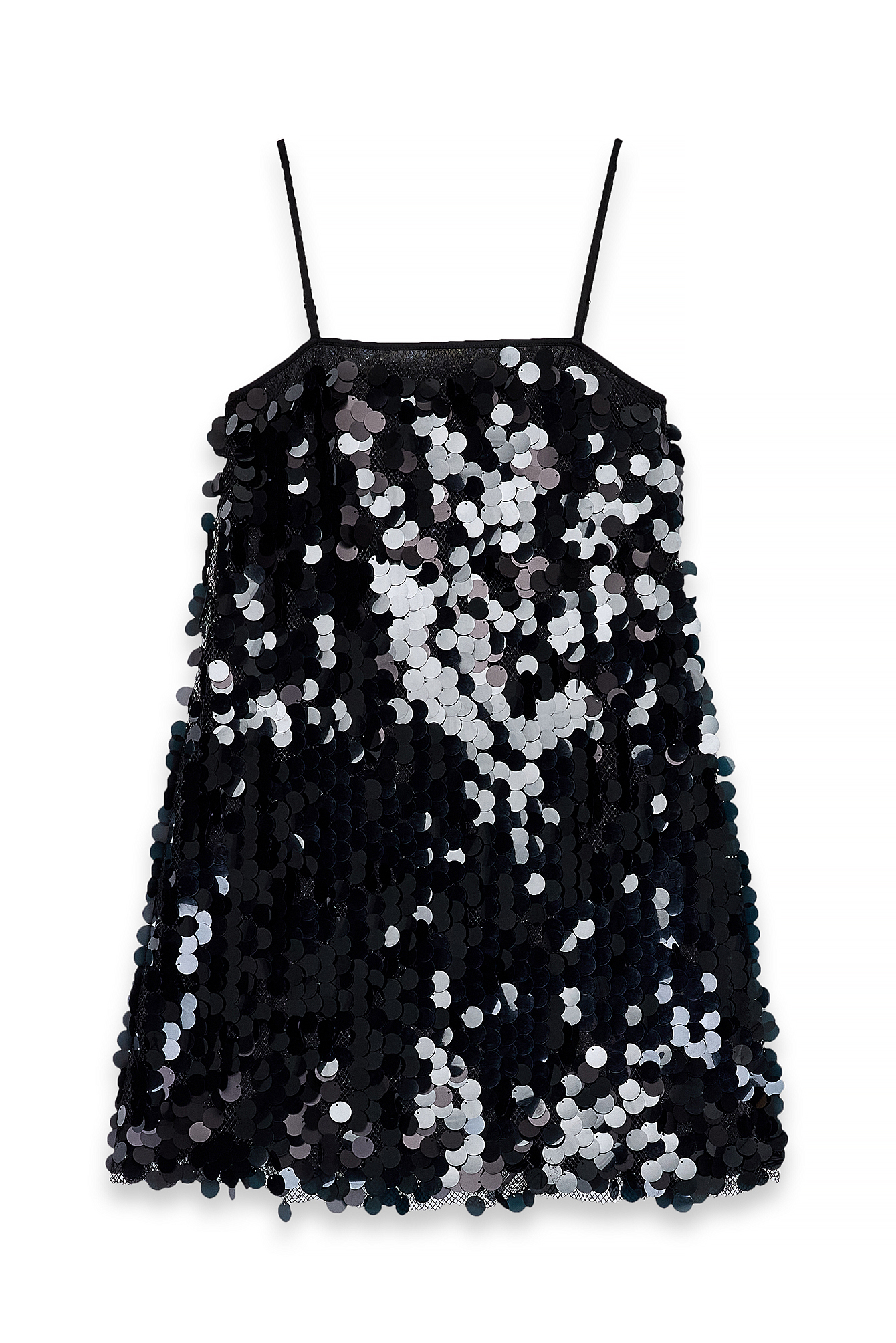 Black Sequin Mini Slip Dress