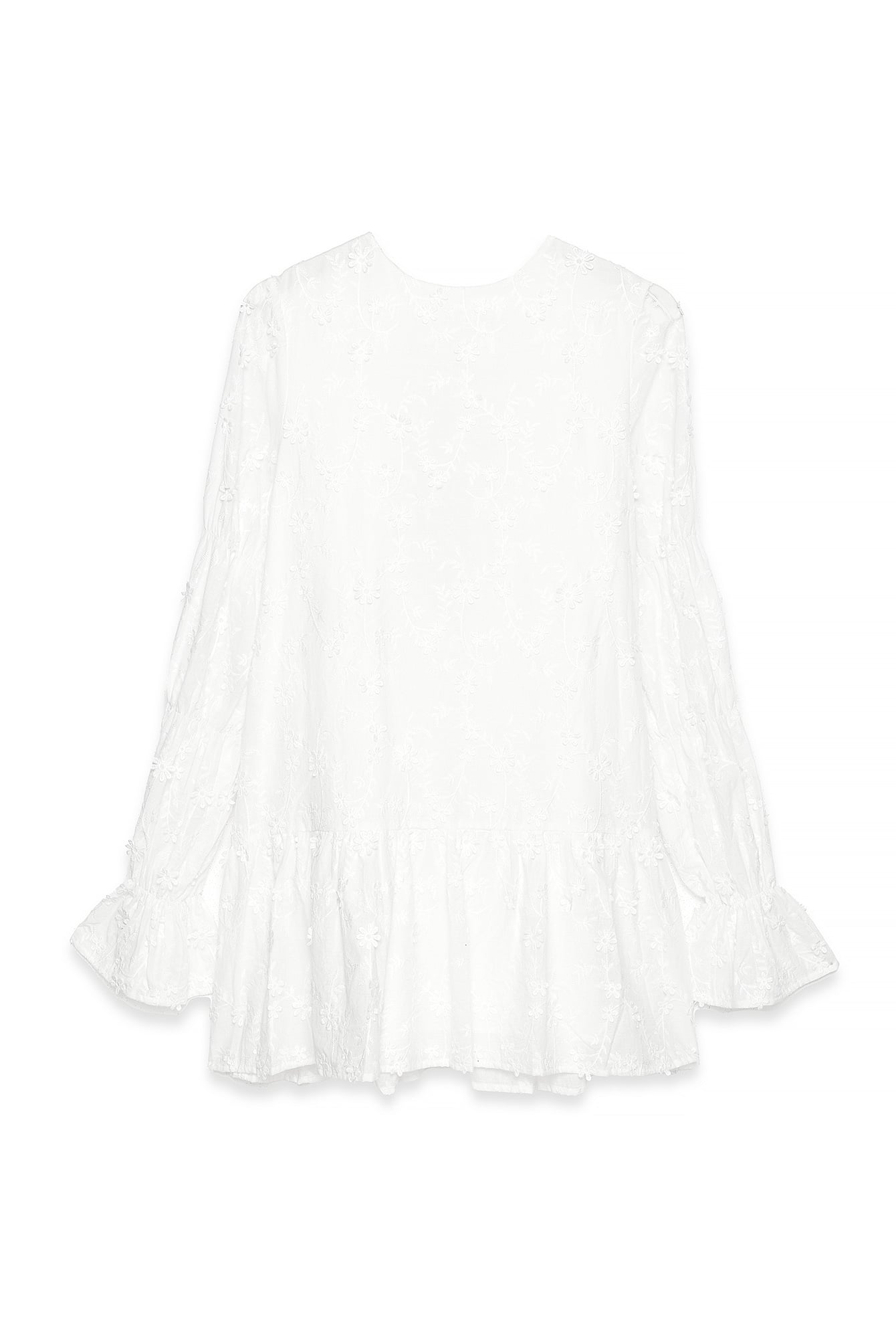White Sleeve Detail Deep Back Dress