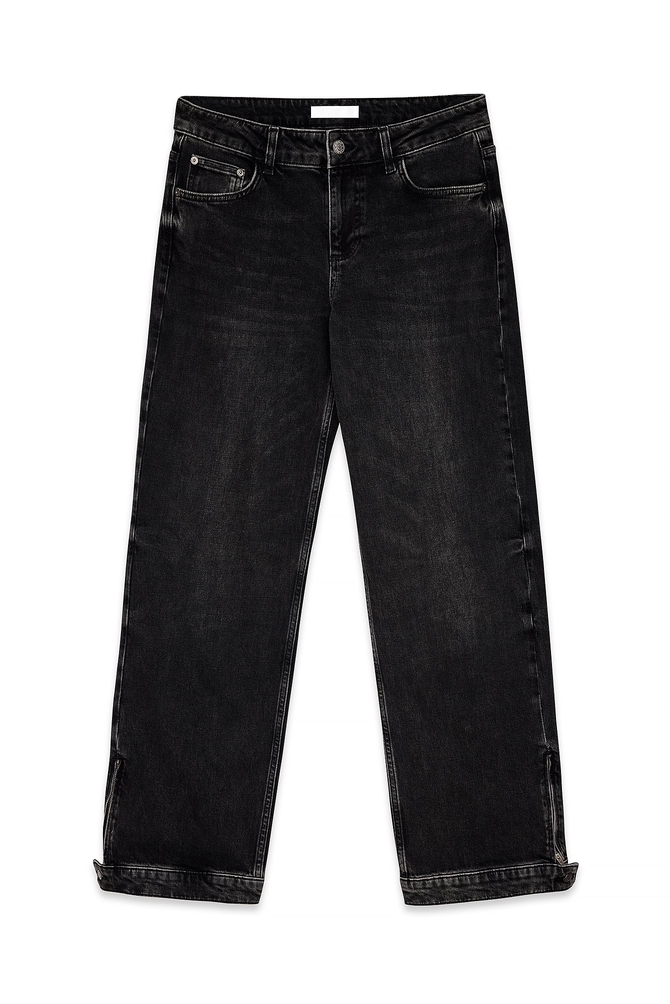 Dark Grey Slit Detail Denim
