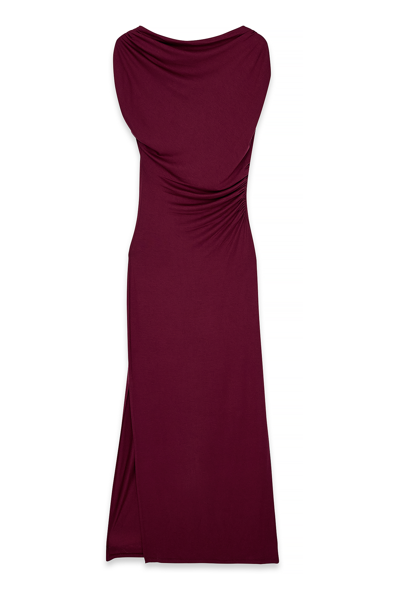 Burgundy Soft Line Draped Maxi Dress