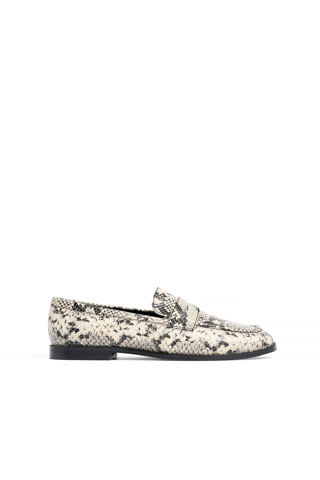 Snake Squared Toe Leather Loafers