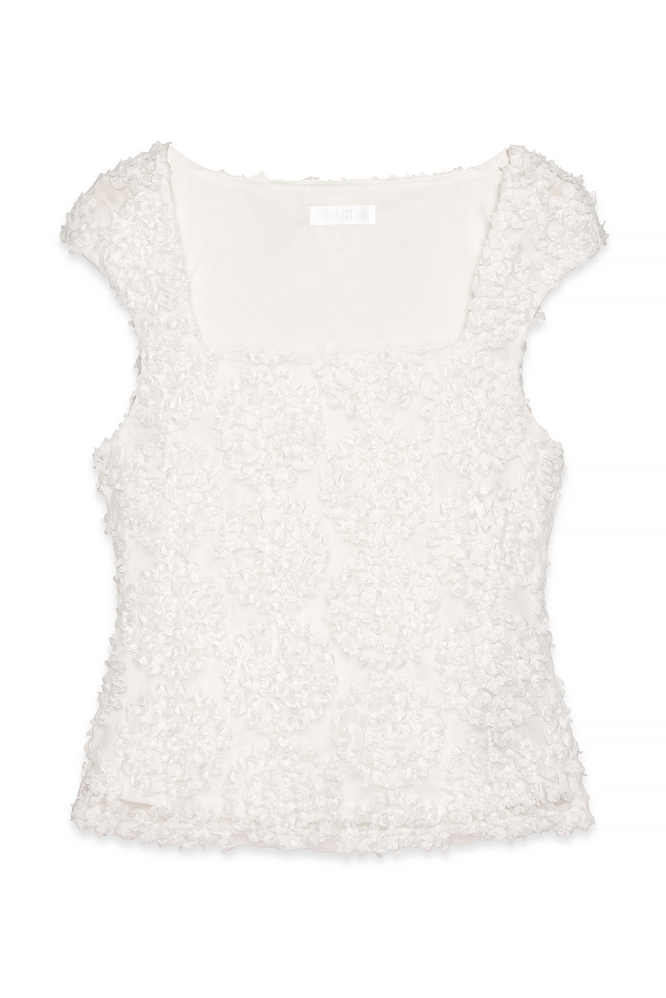 White Structure Cap Sleeve Top