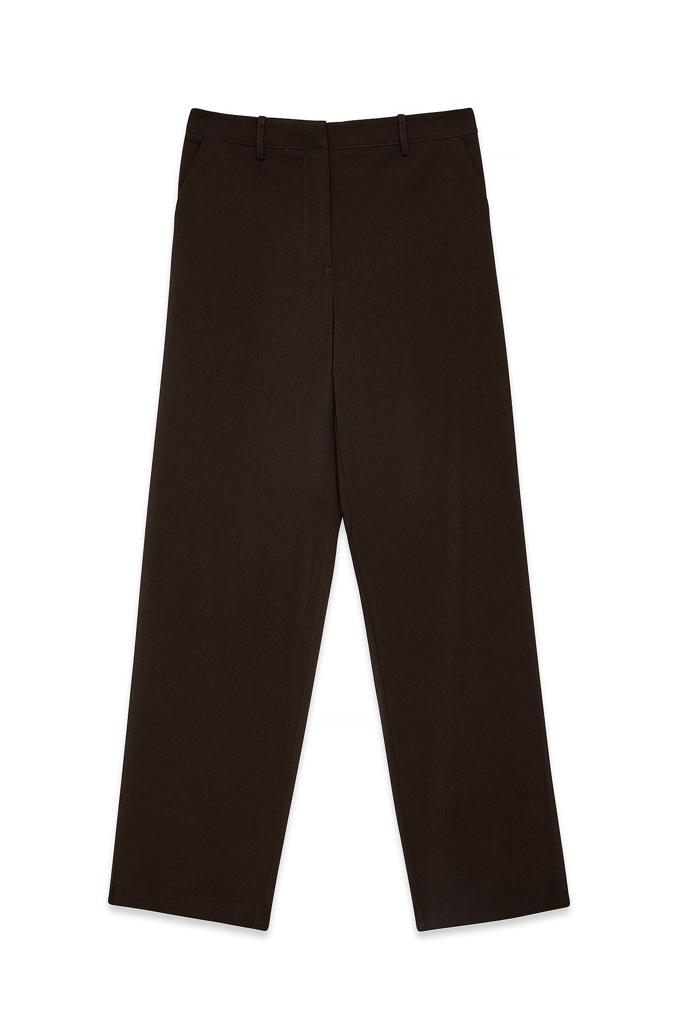 Brown Tailored Mid Waist Pants