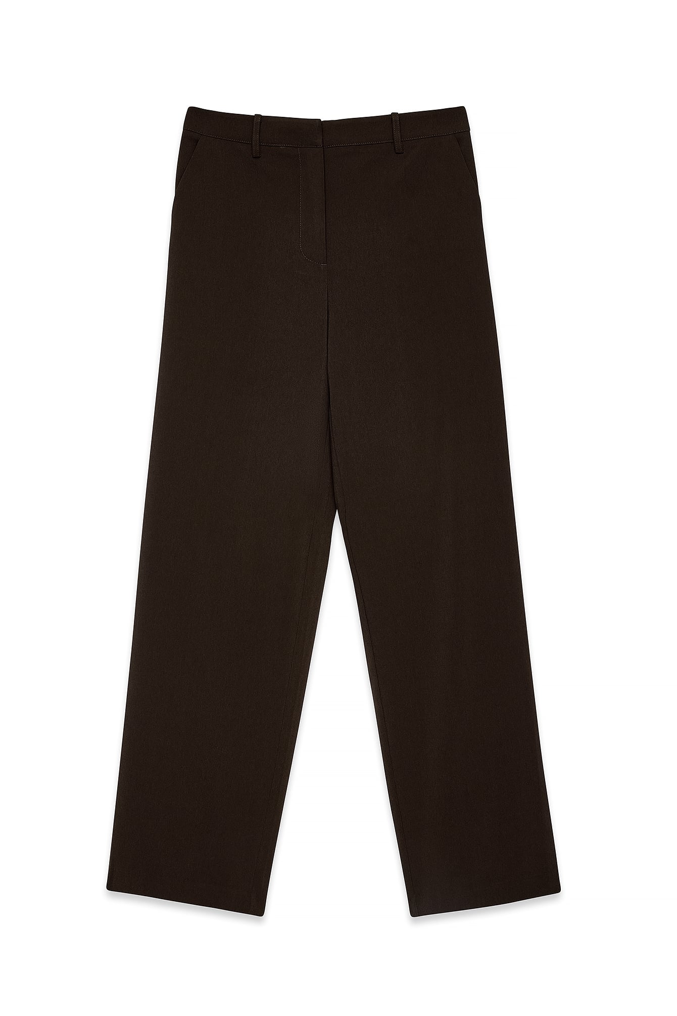 Brown Tailored Mid Waist Pants