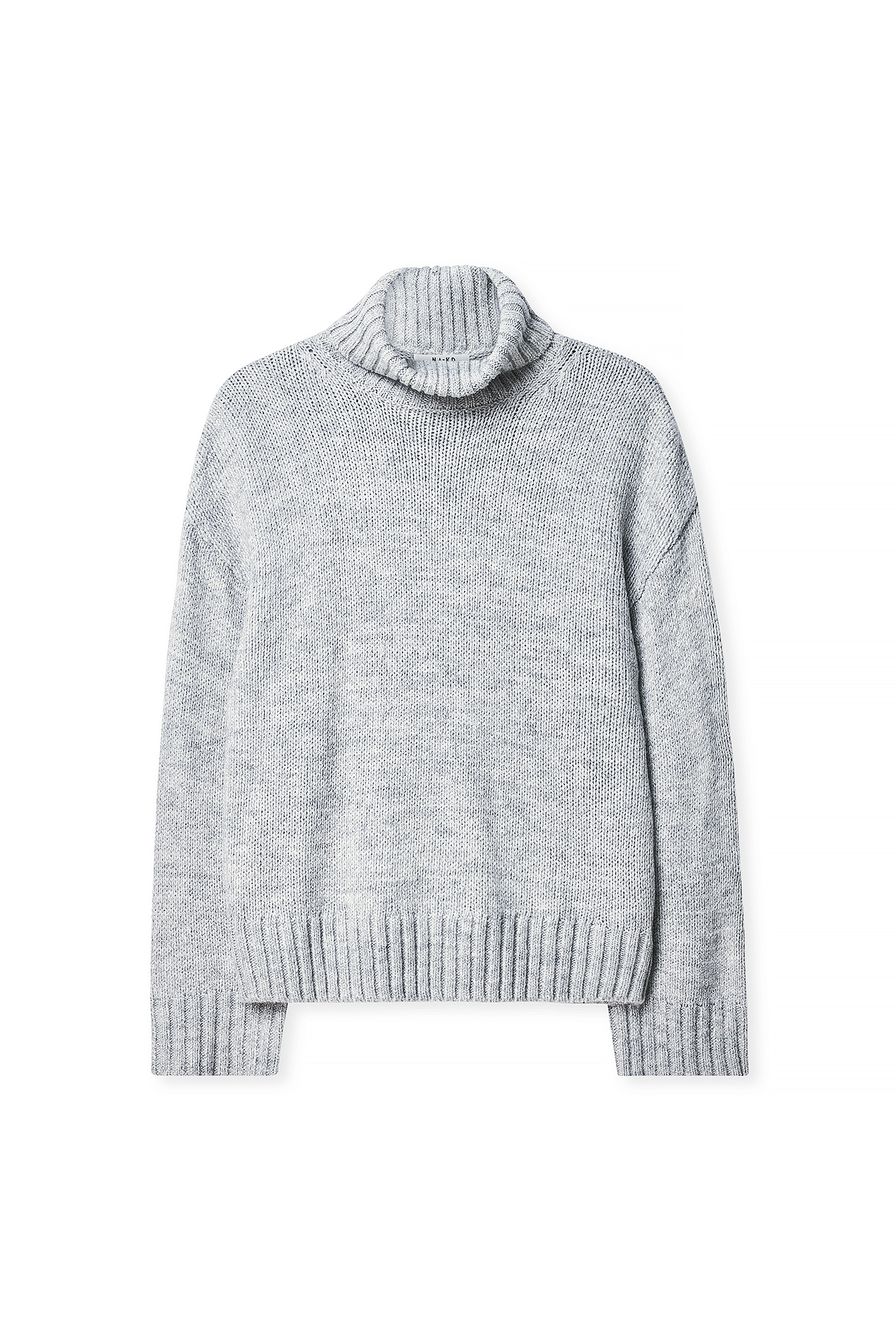 Grey Turtle Neck Knitted Sweater