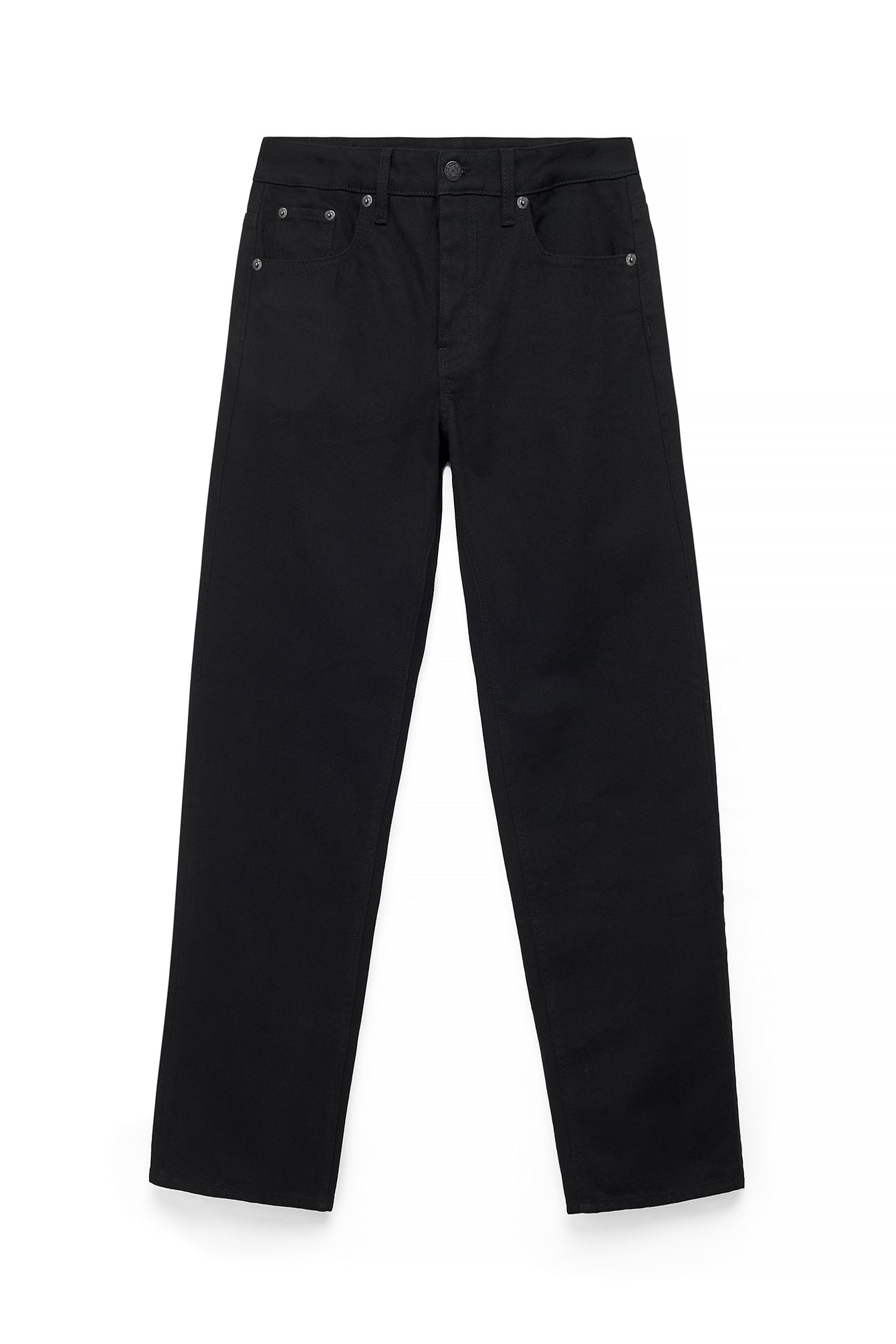 Black Way Mid Waist Straight Jeans