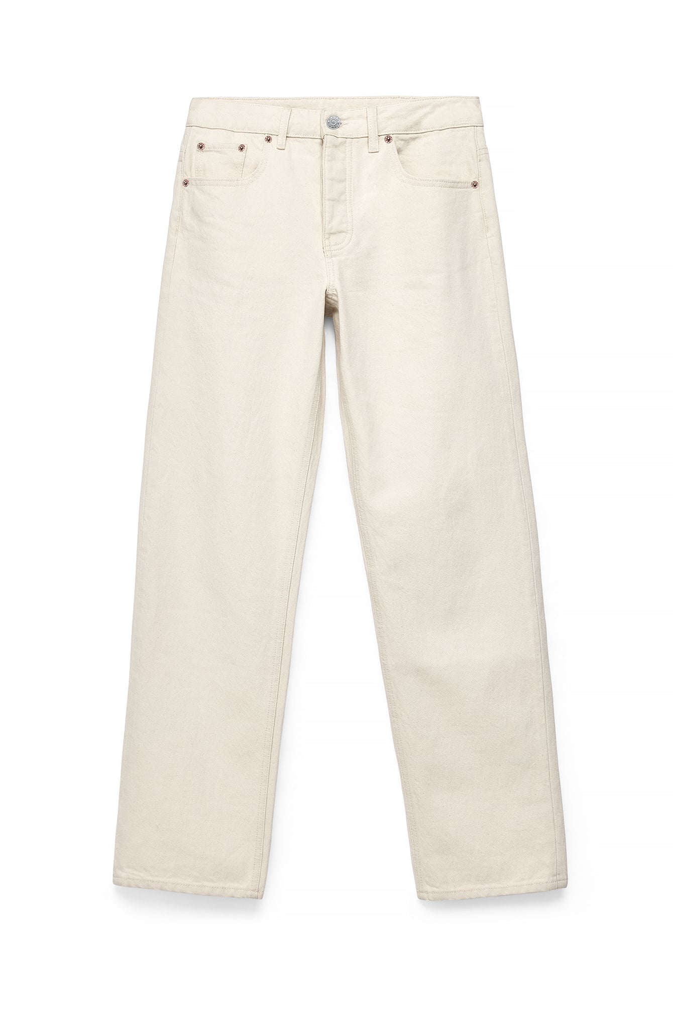 Beige Way Mid Waist Straight Jeans